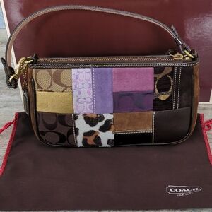 Coach Patchwork Clutch - Brown, Purple, Gold